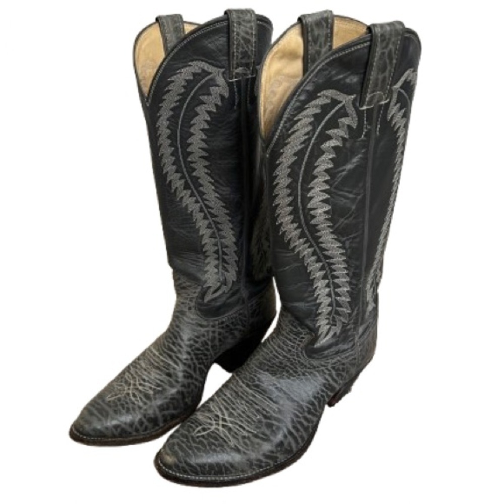 Vintage Justin Men's Western Cowboy Boots
In Grey Bullhide
Size 9D
Made in USA